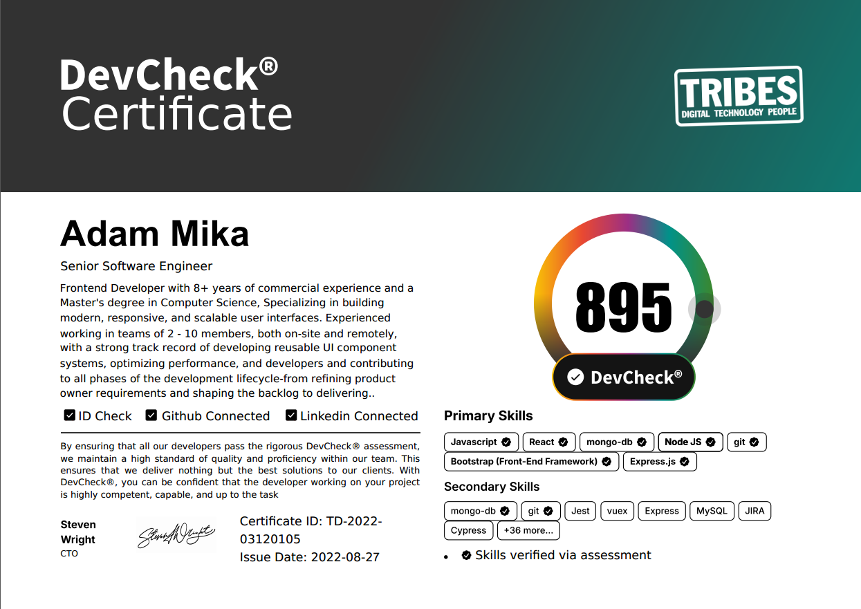 DevCheck Certificate